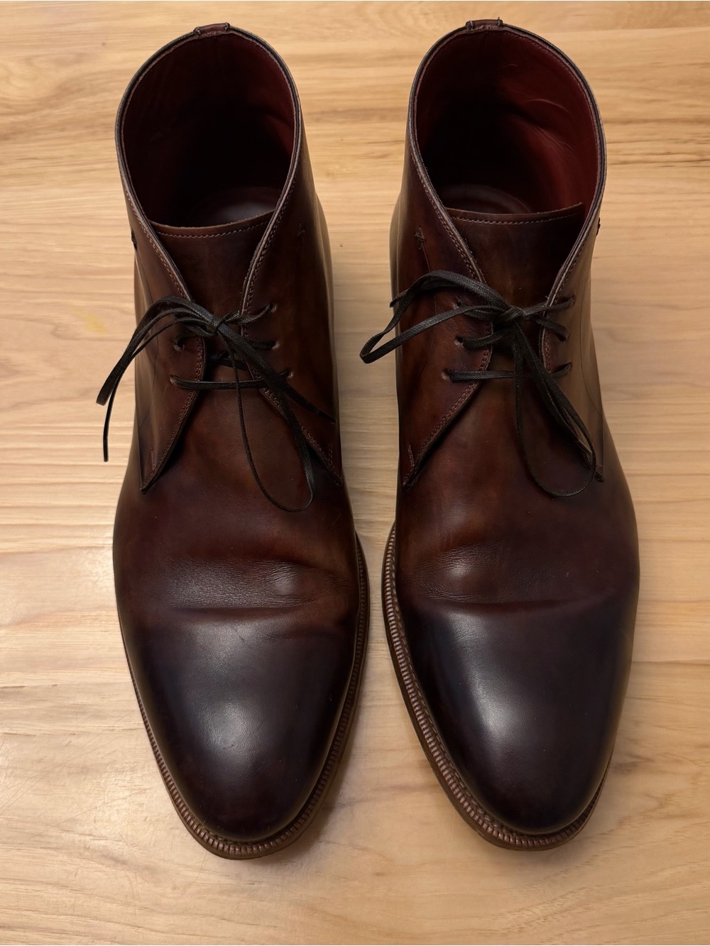 Magnanni Bergdorf Goodman Mens 10.5 Hand Burnished Leather Chukka Boots 21367